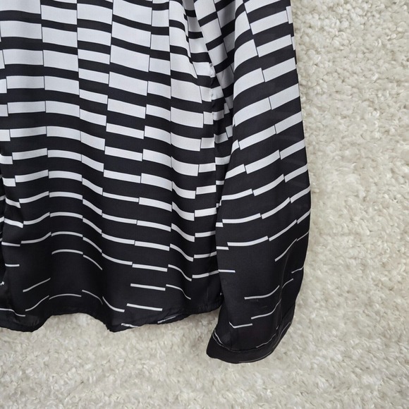 Alberto Makali Top Womens Large Black White Button Up Long Sleeve Career Classic - Picture 2 of 12
